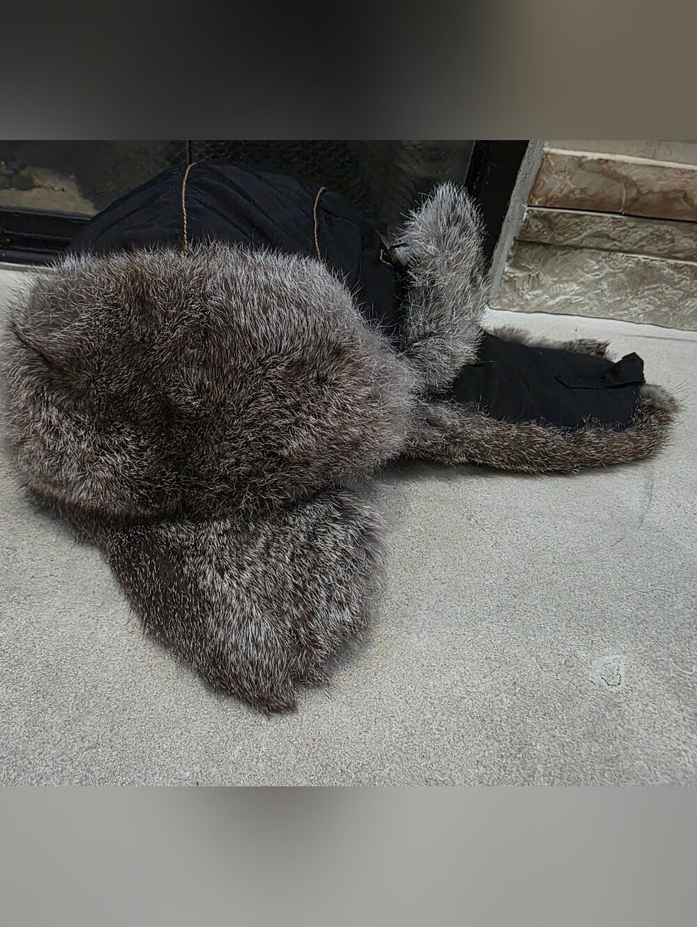 Mad Bomber Supplex Real Rabbit Fur Trapper Hat Water Repllent Nylon Lined Sz M